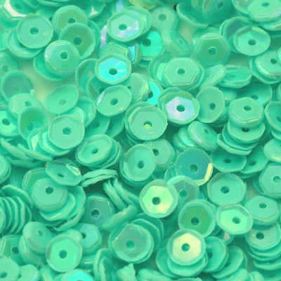 6mm Slightly Cupped Opaque Iridescent Seafoam 100 Grams