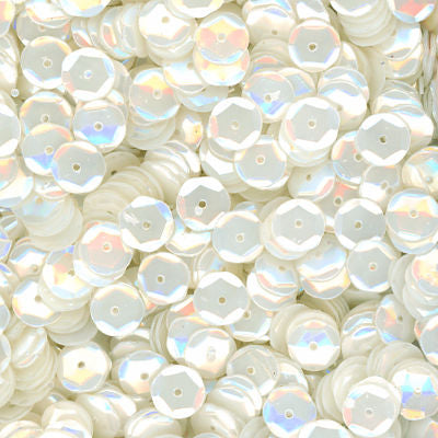 8mm Slightly Cupped Opaque Ivory Moonlight