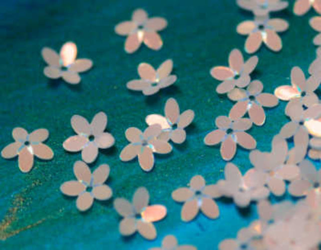 10mm Cupped Opalescent Flower White Opal 50 grams