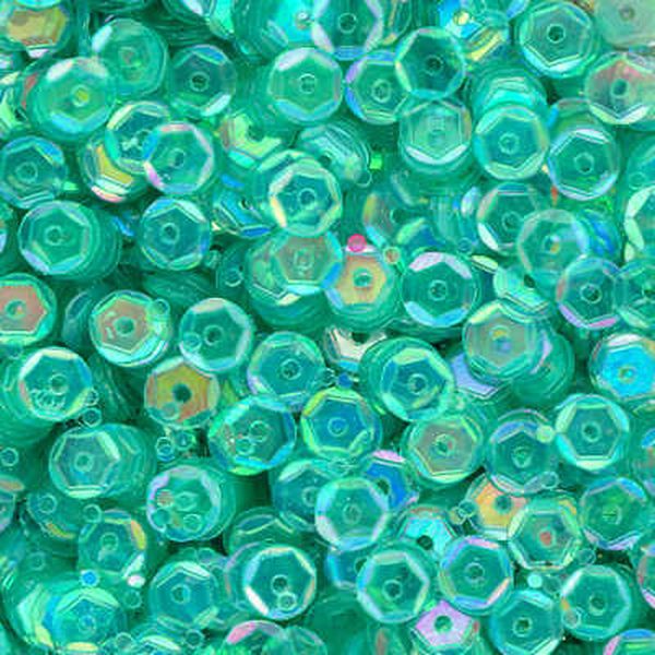 5mm Slightly Cupped Iridescent Aqua 100 Grams