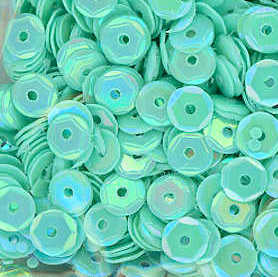 5mm Slightly Cupped Opaque Iridescent Seafoam