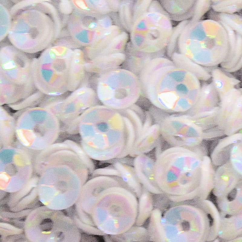 3mm Fully Cupped Crystal Opaque White 100 grams