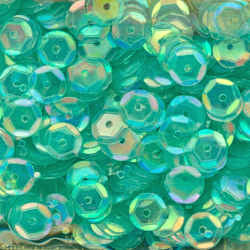6mm Slightly Cupped Iridescent Aqua 100 Grams