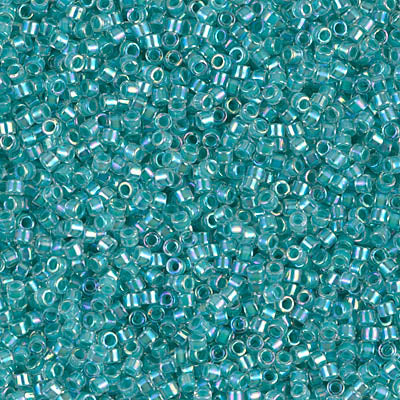 Delica 11/0 Turquoise Green Lined Crystal AB