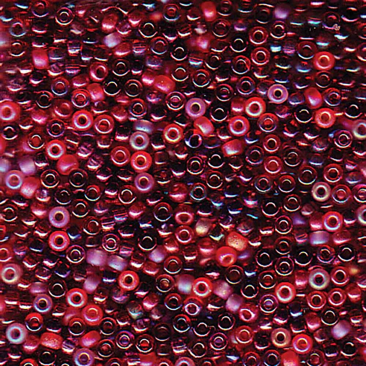 Close-up of a mix of small, multicolored beads.