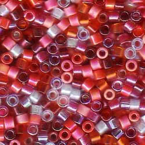 Strawberry Fields Mix 10/0 Delica beads in ruby red, rose pink, and silver-lined clear glass for jewelry making