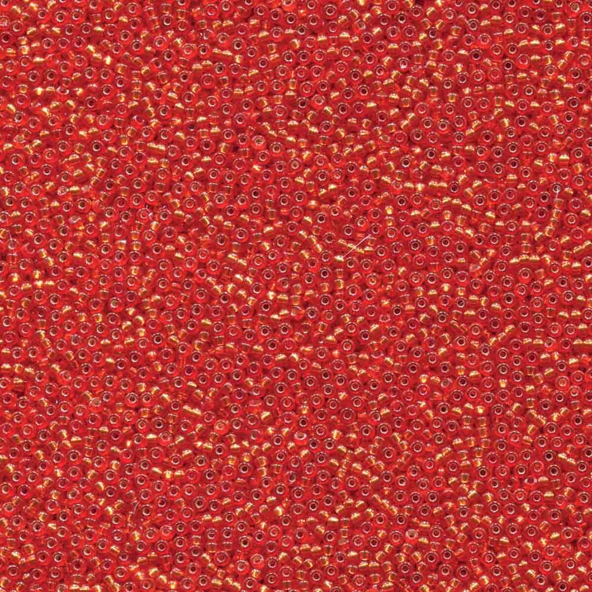 A close-up of orange glass beads