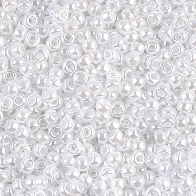 8/0 Miyuki White Ceylon 22-gram tube