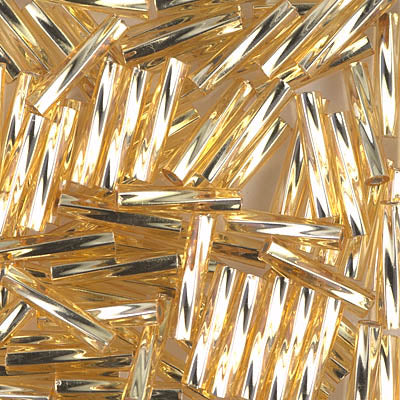 Miyuki 12mm Twist Bugle Silver Lined Gold