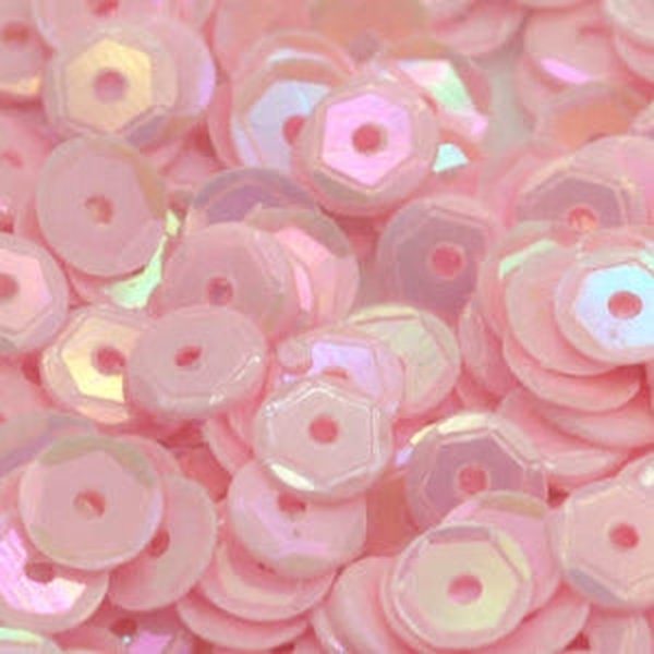 5mm Slightly Cupped Opaque Iridescent Baby Pink 50 Grams