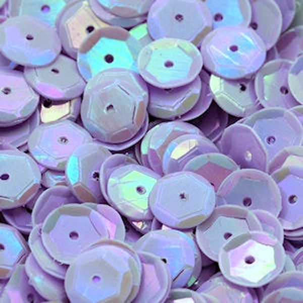 6mm Slightly Cupped Opaque Iridescent Lt Purple 50 Grams