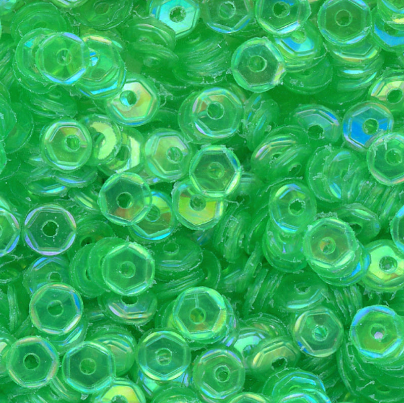 4mm Slightly Cupped Iridescent Green Apple