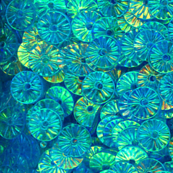 6mm Flat Embossed Crystal Iris Cabana Blue