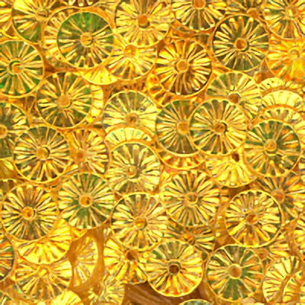 6mm Flat Embossed Crystal Iris Buttercup