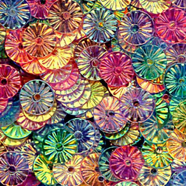 6mm Flat Embossed Crystal Iris Mix 100 Grams