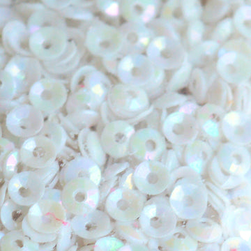 3mm Fully Cupped Opaque Iridescent White 50 Grams