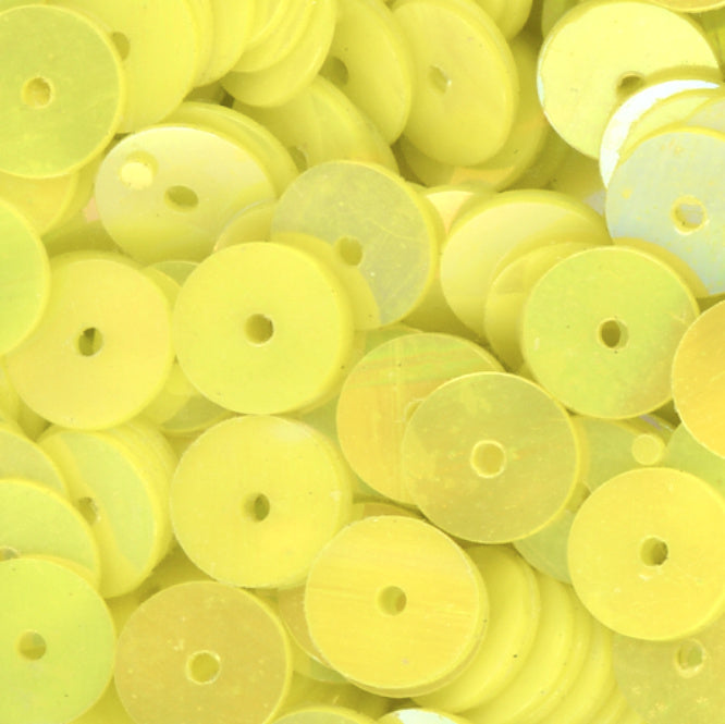 6mm Flat Opaque Iridescent Lt Lemon Yellow 100 Grams