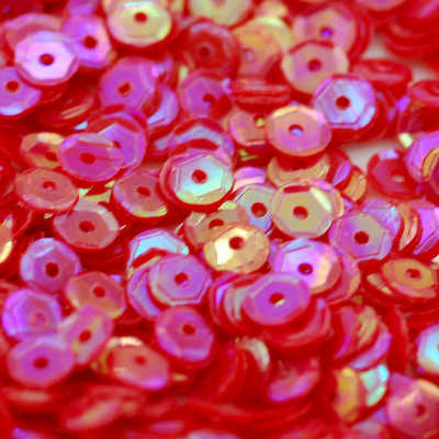 4mm Slightly Cupped Opaque Iridescent Red 50 Grams