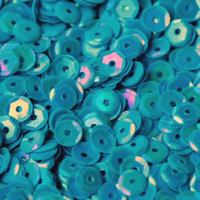 4mm Slightly Cupped Opaque Iridescent Dk Turquoise 50 Grams