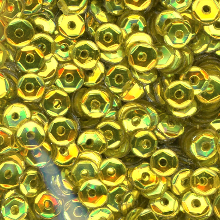 4mm Slightly Cupped Metallic Laser Lemon 50 Grams