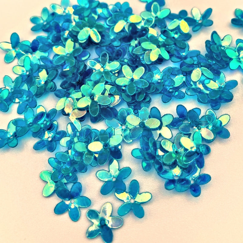 10mm Cupped Flower Crystal Iris Cabana Blue 50 Grams