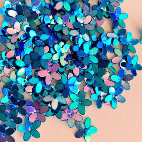 10mm Cupped Flower Crystal Metallic Royal Blue 50 Grams