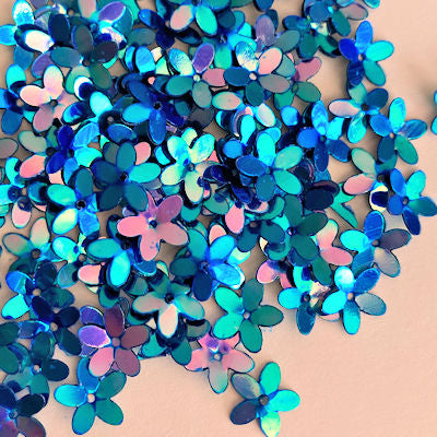 10mm Cupped Flower Crystal Metallic Royal Blue