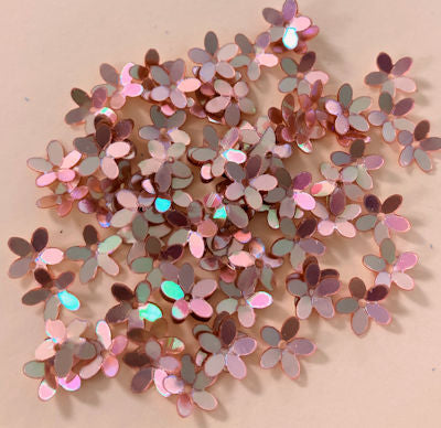 10mm Cupped Flower Crystal Metallic Rose Gold