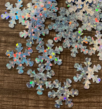 10mm Snowflake Hologram Silver 50-grams