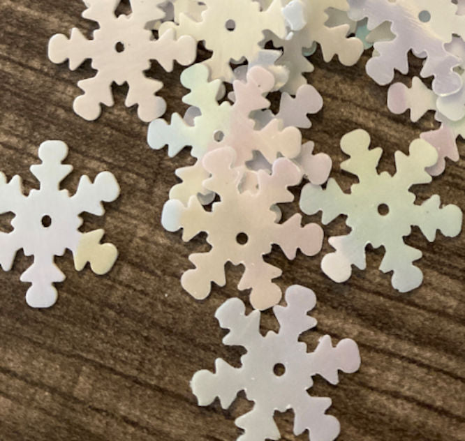 15mm Snowflake Opaque Iridescent White 50-grams