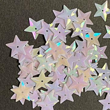 15mm Stars Opaque Iridescent White- 50 grams