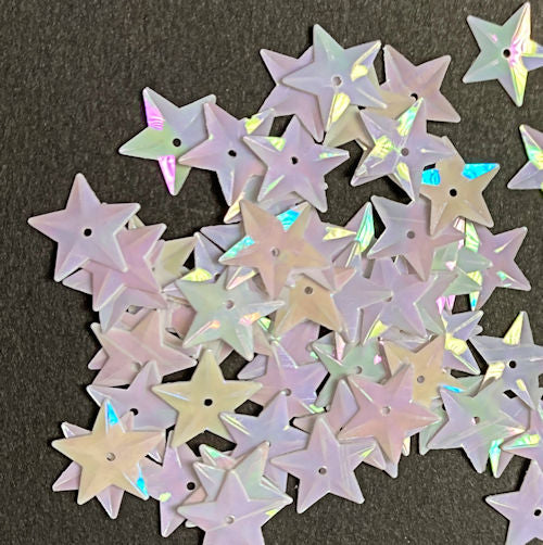 15mm Stars Opaque Iridescent White- 50 grams
