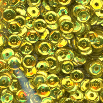 4mm Slightly Cupped Metallic Laser Lemon