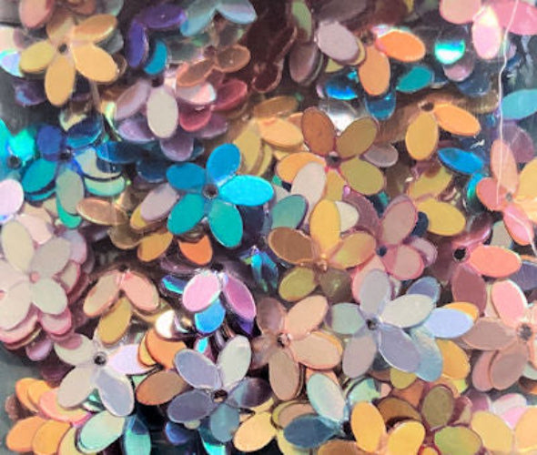 10mm Cupped Flower Crystal Metallic Mix 50 grams