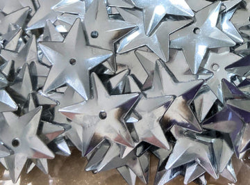 15mm Stars New Metallic Silver