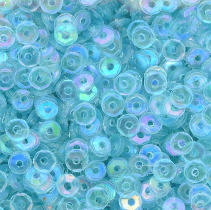 3mm SLIGHTLY Cupped Iridescent Lt Ocean Blue Green
