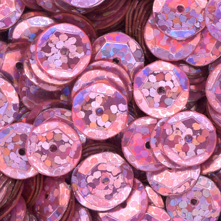 8mm Slightly Cupped Hologram Pink