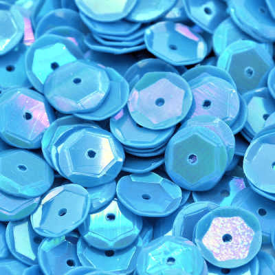 6mm Slightly Cupped Opaque Iridescent Light Blue 50 Grams