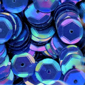 8mm Slightly Cupped Iridescent Peacock Blue 50 Grams