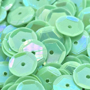 8mm Slightly Cupped Opaque Iridescent Lt Leaf Green 50 Grams