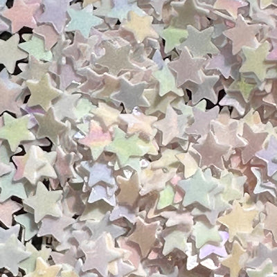 NO HOLE 5mm Star Opaque Iridescent White 50 Grams