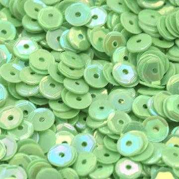 4mm Slightly Cupped Opaque Iridescent Lt Leaf Green