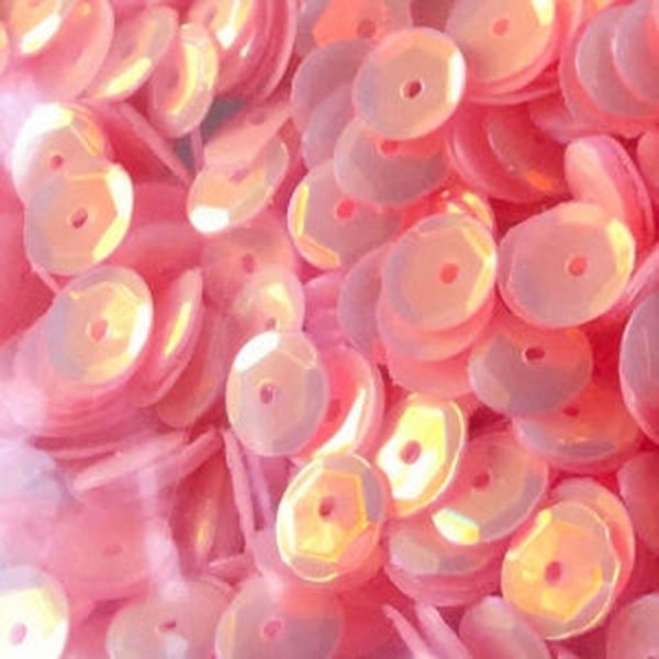 10mm Slightly Cupped Opalescent Bashful 50 Grams