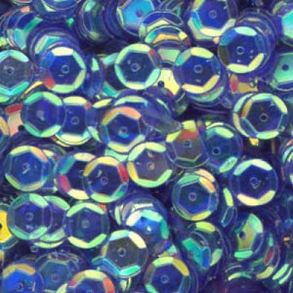 10mm Slightly Cupped Crystal Iris Blue Lagoon 50 Grams