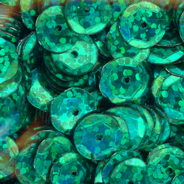8mm Slightly Cupped Hologram Deep Emerald 50 grams