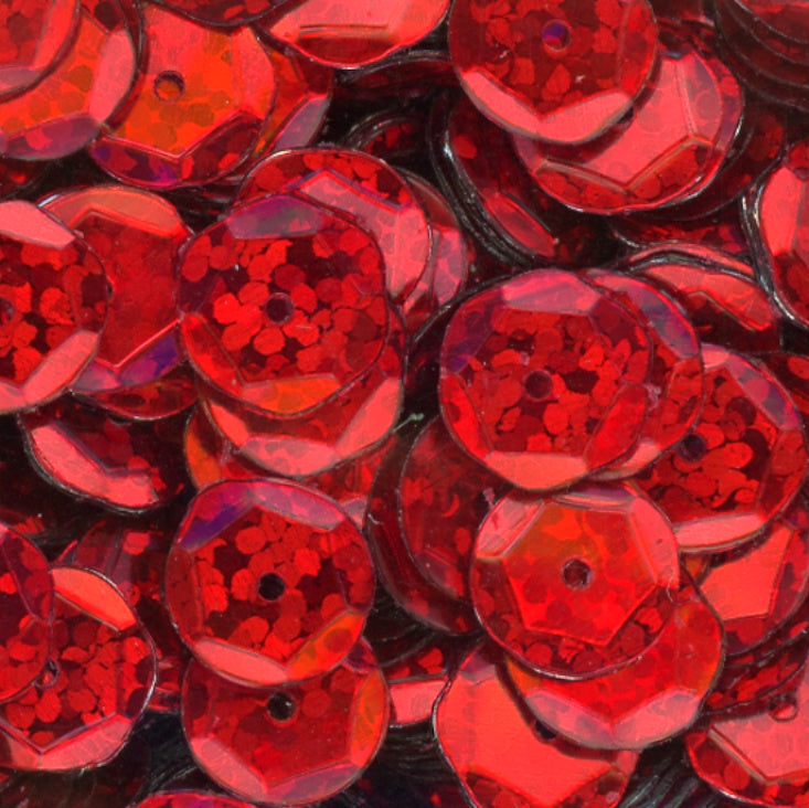 10mm Slightly Cupped Hologram Red 50 Grams