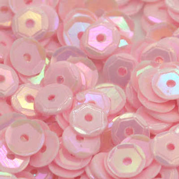 4mm Slightly Cupped Opaque Iridescent Baby Pink 50 Grams
