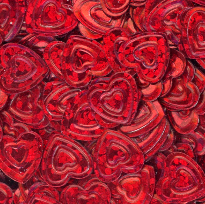7mm Hearts Hologram Red