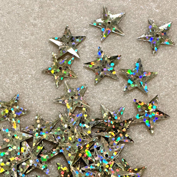 15mm Stars Hologram Light Gold