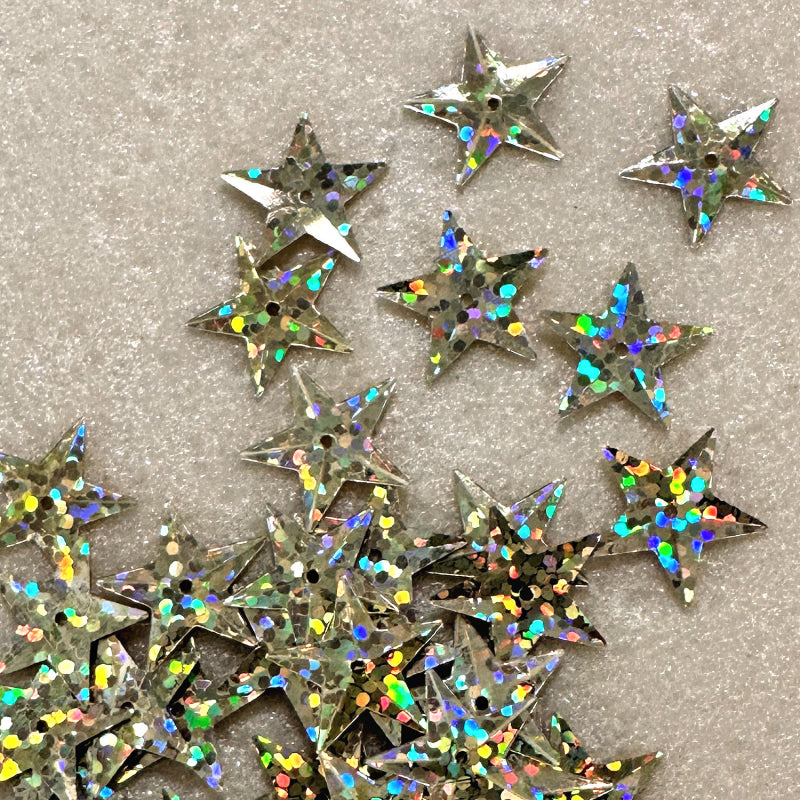 15mm Stars Hologram Light Gold